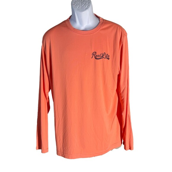 REEL LIFE Men's Long Sleeve Pullover T-Shirt Peach Large - Picture 1 of 5